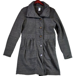 Patagonia Better Sweater Pea Coat Long Fleece Jacket Button Up Brown Size Large